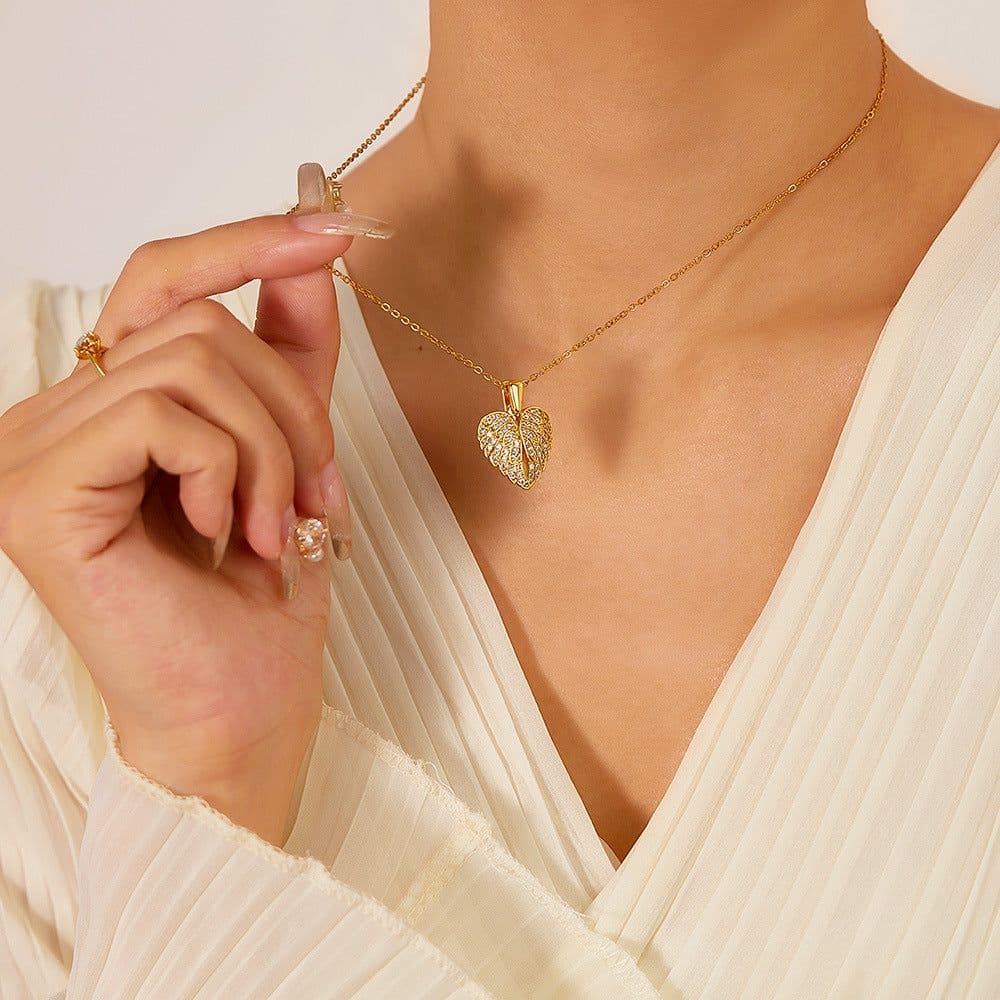 Eternal Guardian-Angel Wings Memorial Necklace with Hidden Name