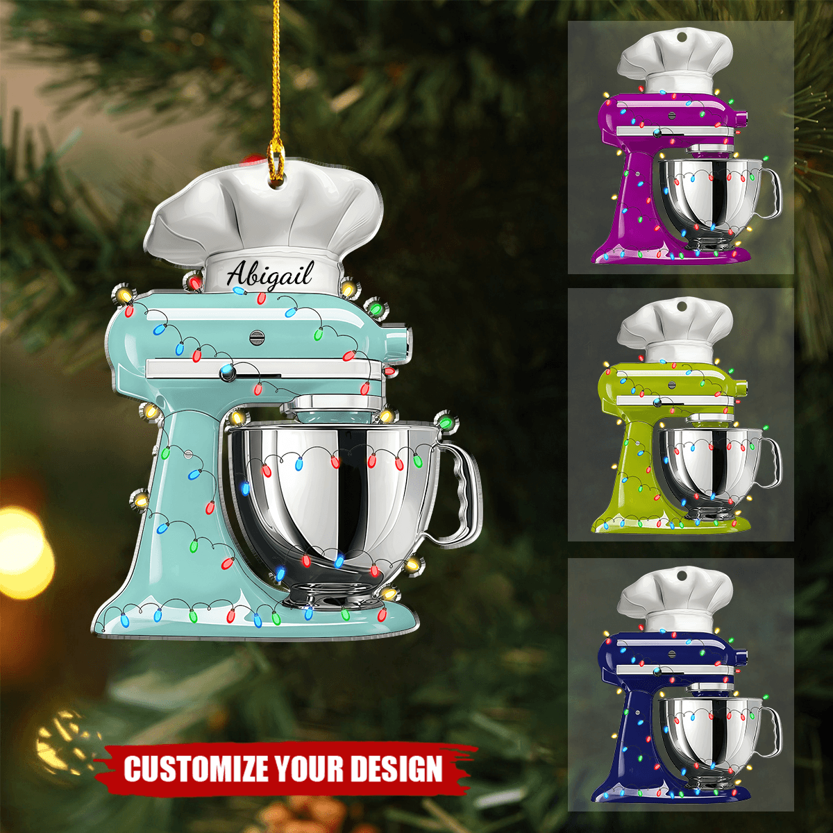 Personalized Stand Mixer Holidays Ornament - Custom Name Baking Lover Gift - Baker Chef Acrylic Ornament - Kitchenaid Mixer Xmas Tree Decoration
