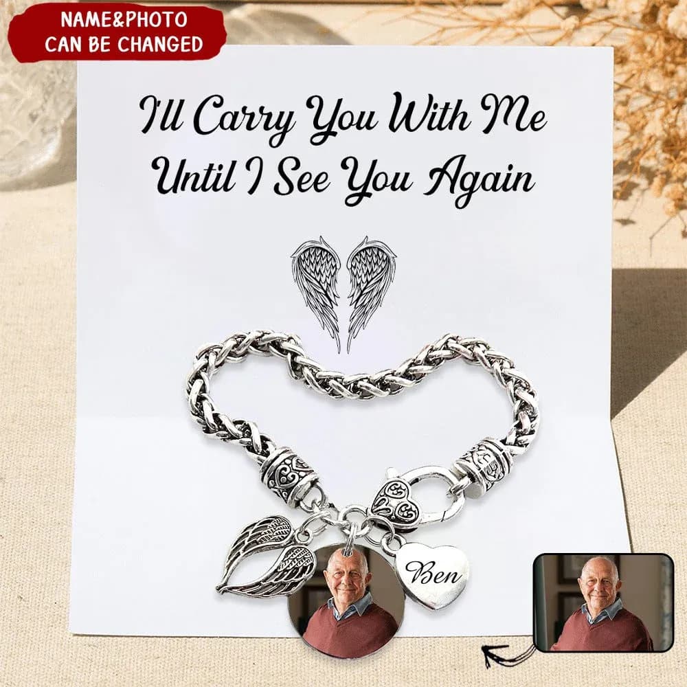 Custom Photo I'll Carry You Personalized Bracelet - Memorial Gift For Family