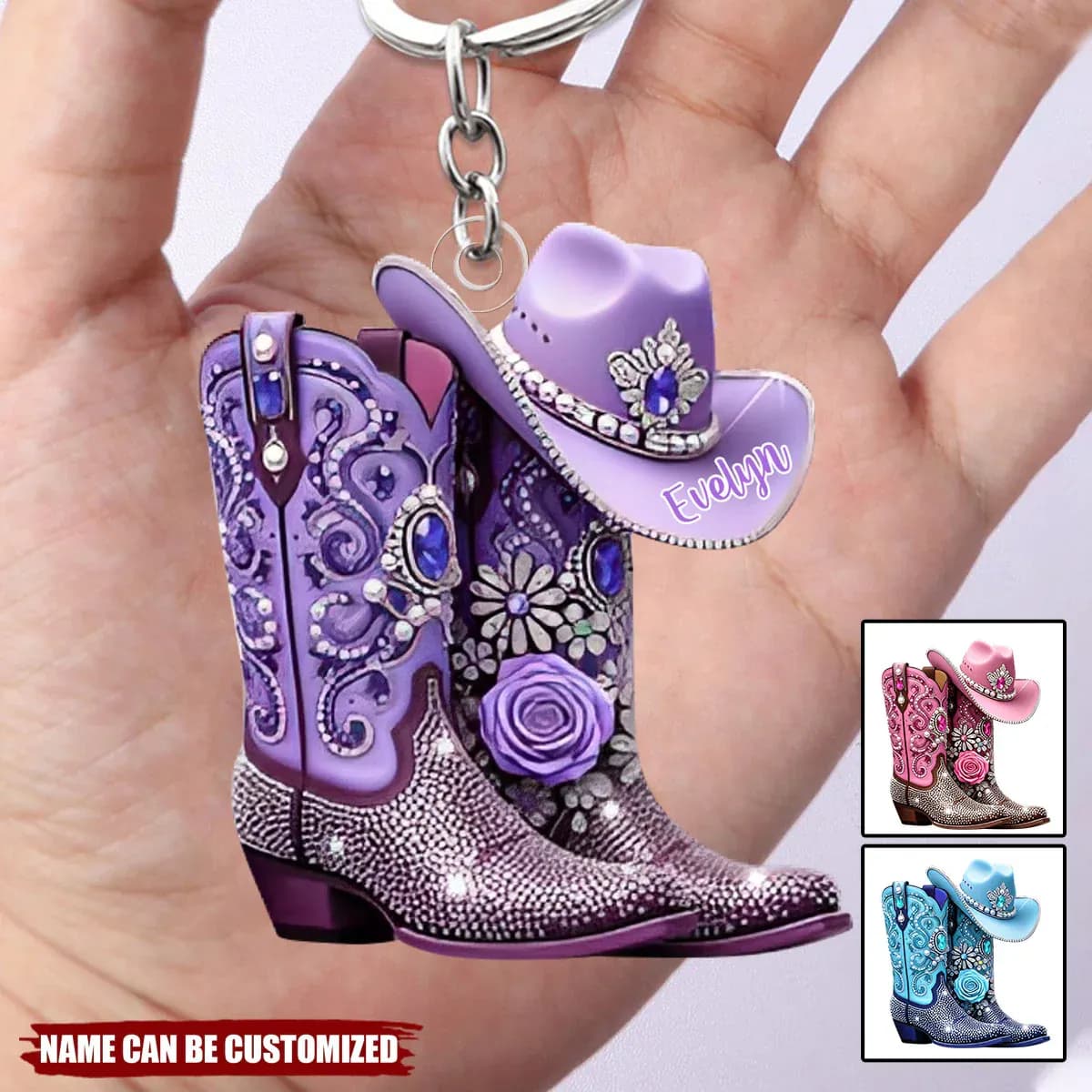 Cowgirl Theme Acrylic Keychain - Unique Personalized Accessory